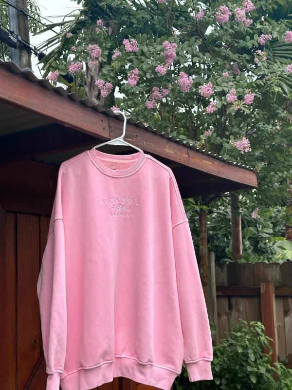 Sunkissedcoconut Vintage Washed Embroider Logo Sweatshirt sold by Sunkissed Coconut