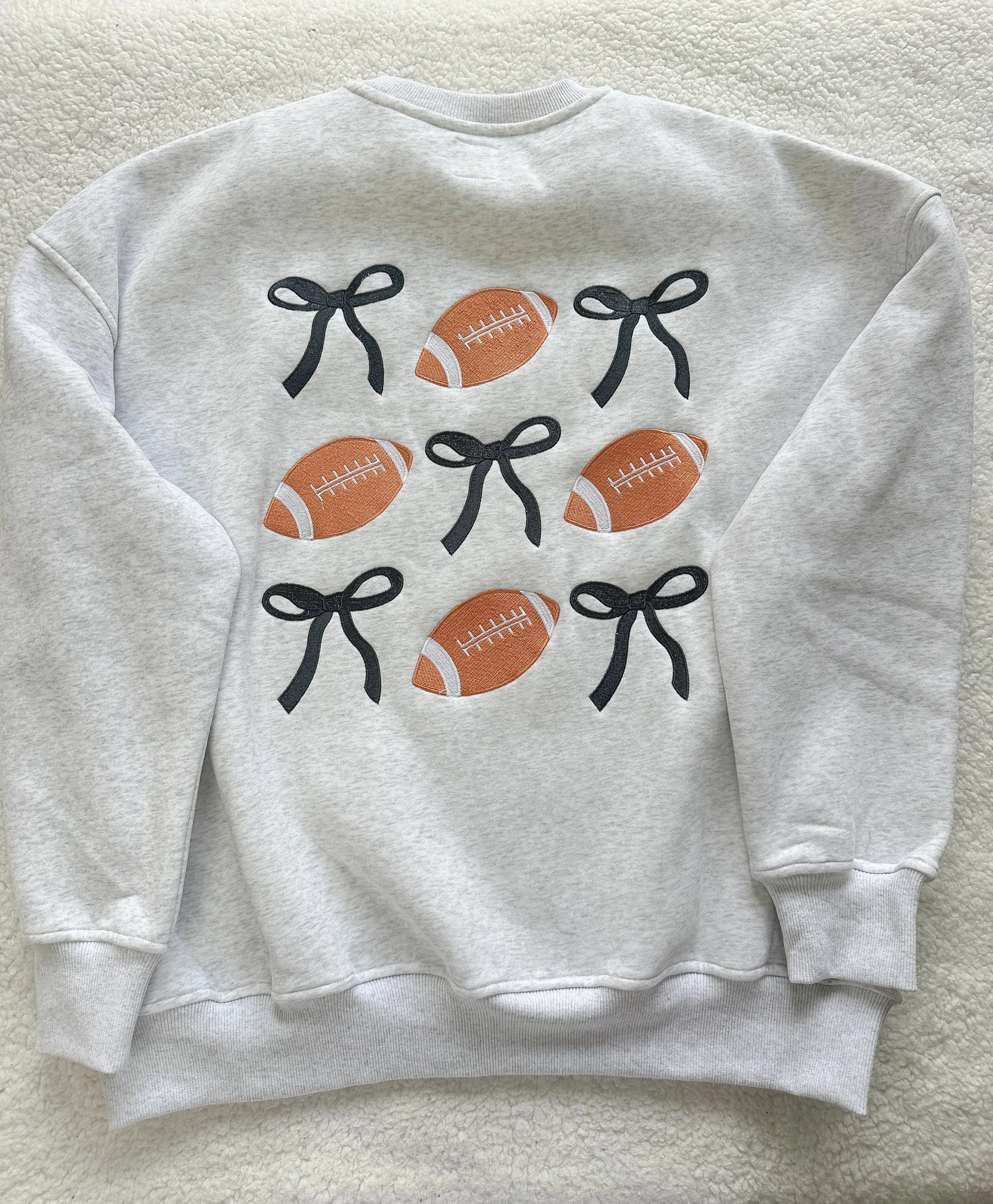 Game Day Embroider Football Bows Sweatshirt sold by Sunkissed Coconut product image thumbnail 4