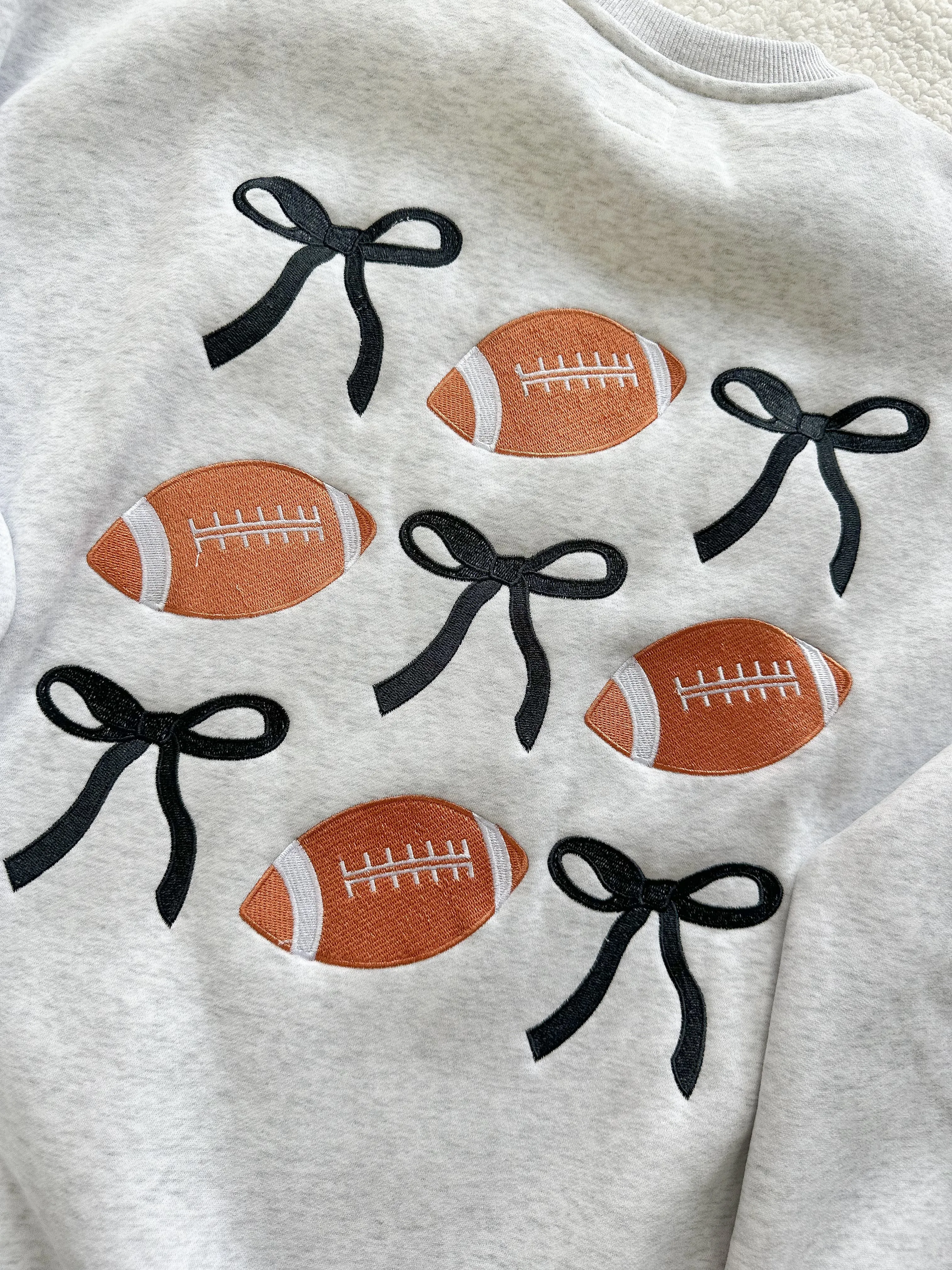 Game Day Embroider Football Bows Sweatshirt sold by Sunkissed Coconut product image thumbnail 5
