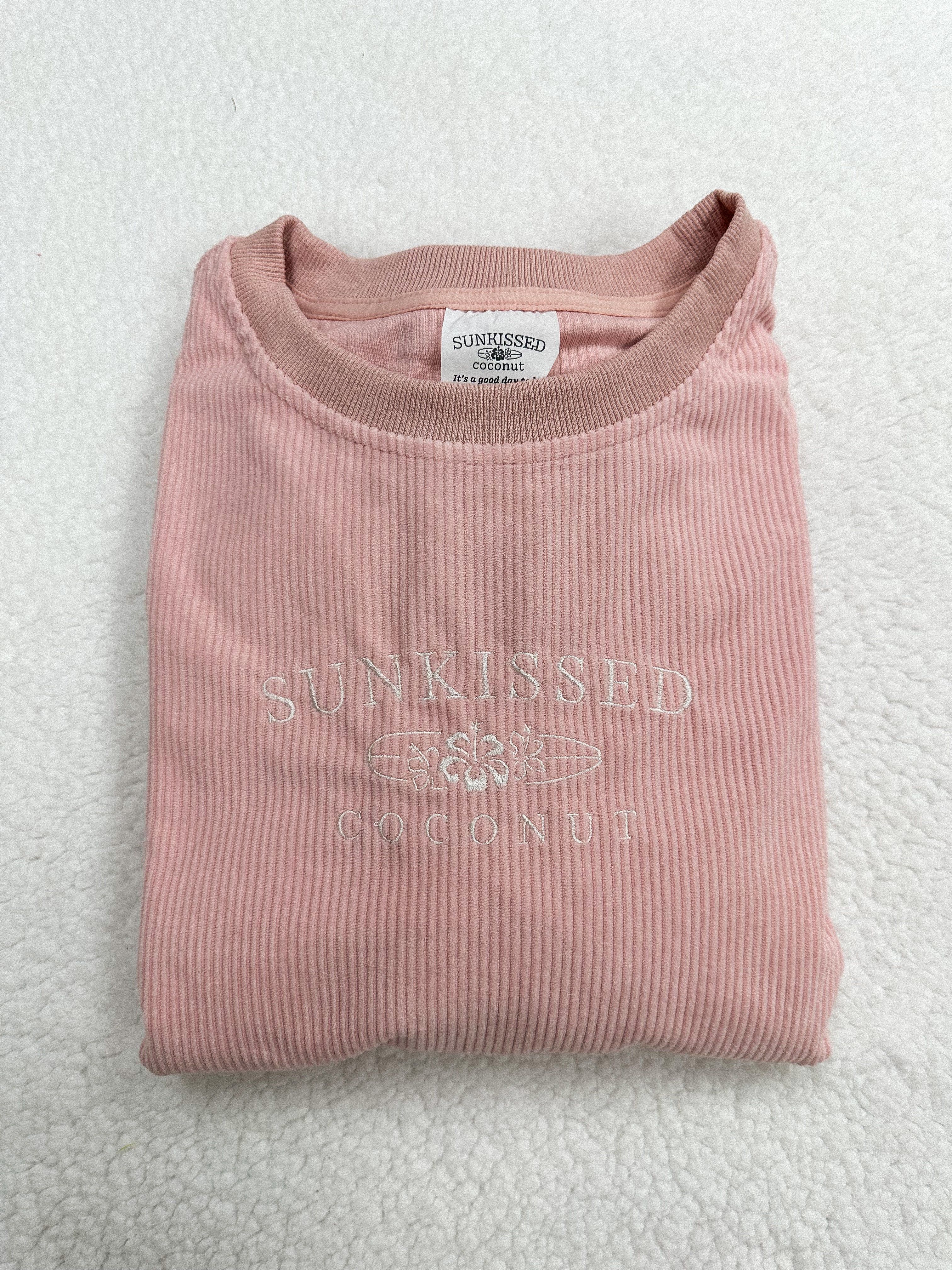 Light Pink Corduroy Embroider Sweatshirt sold by Sunkissed Coconut