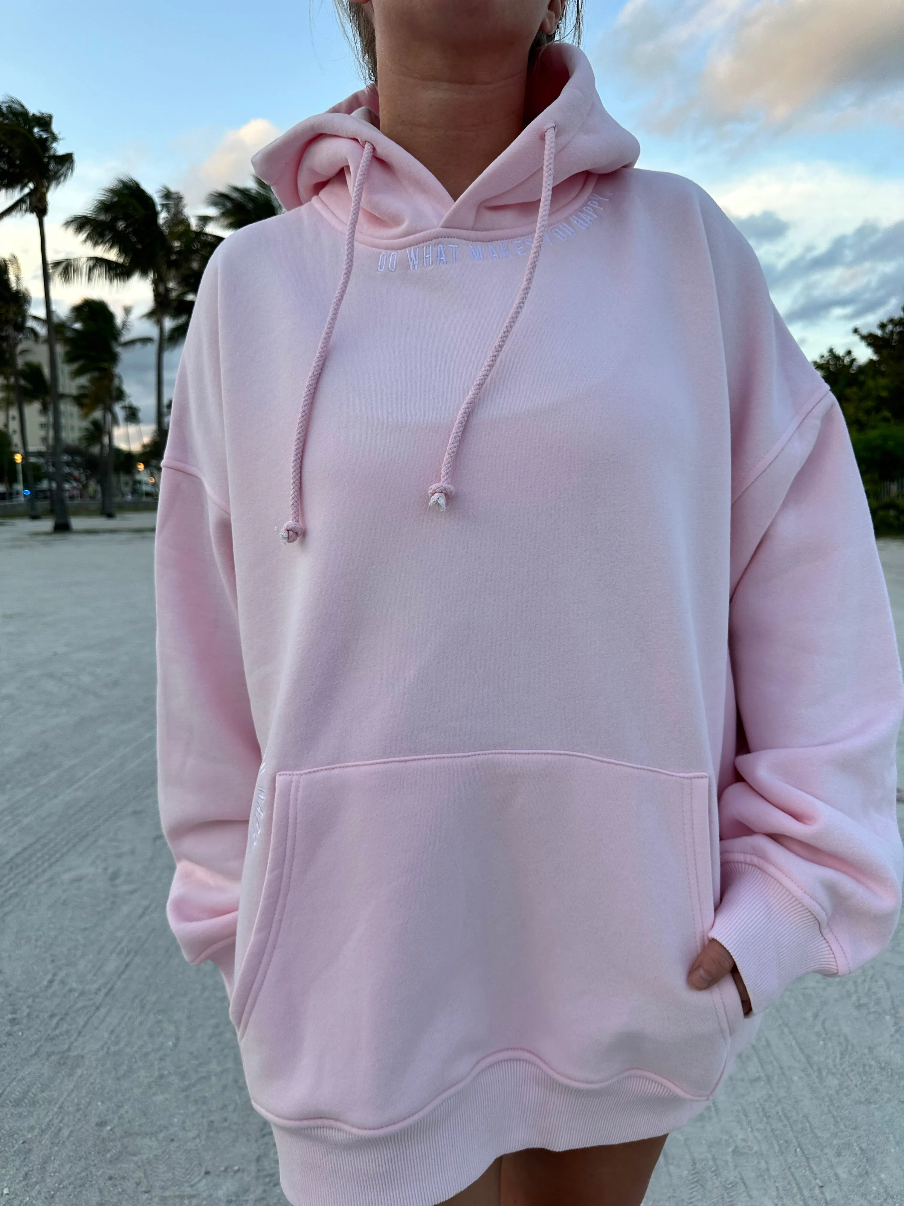 Light Pink Do What Makes You Happy Embroider Hoodie sold by Sunkissed Coconut product image thumbnail 2