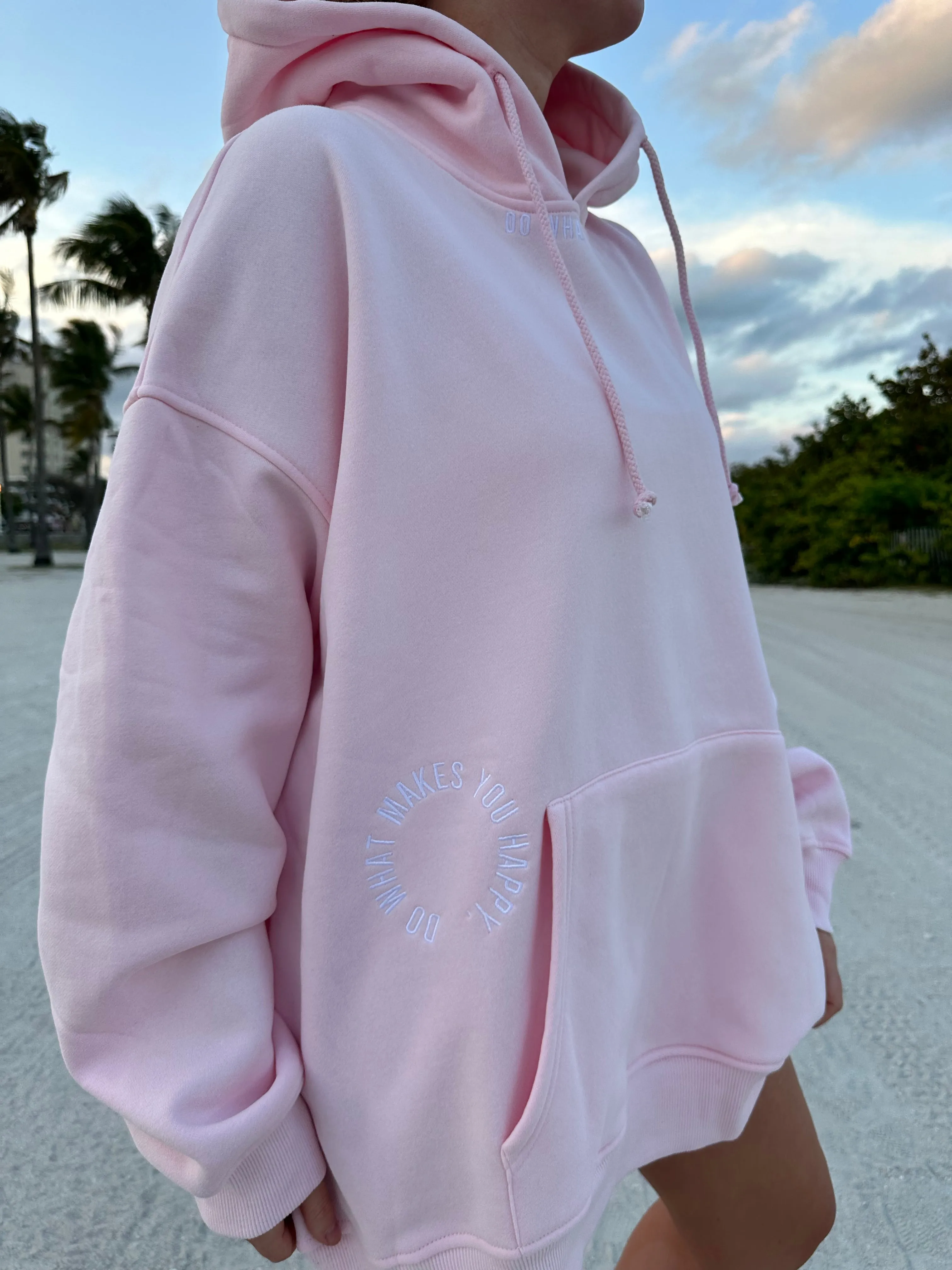 Light Pink Do What Makes You Happy Embroider Hoodie sold by Sunkissed Coconut product image thumbnail 3