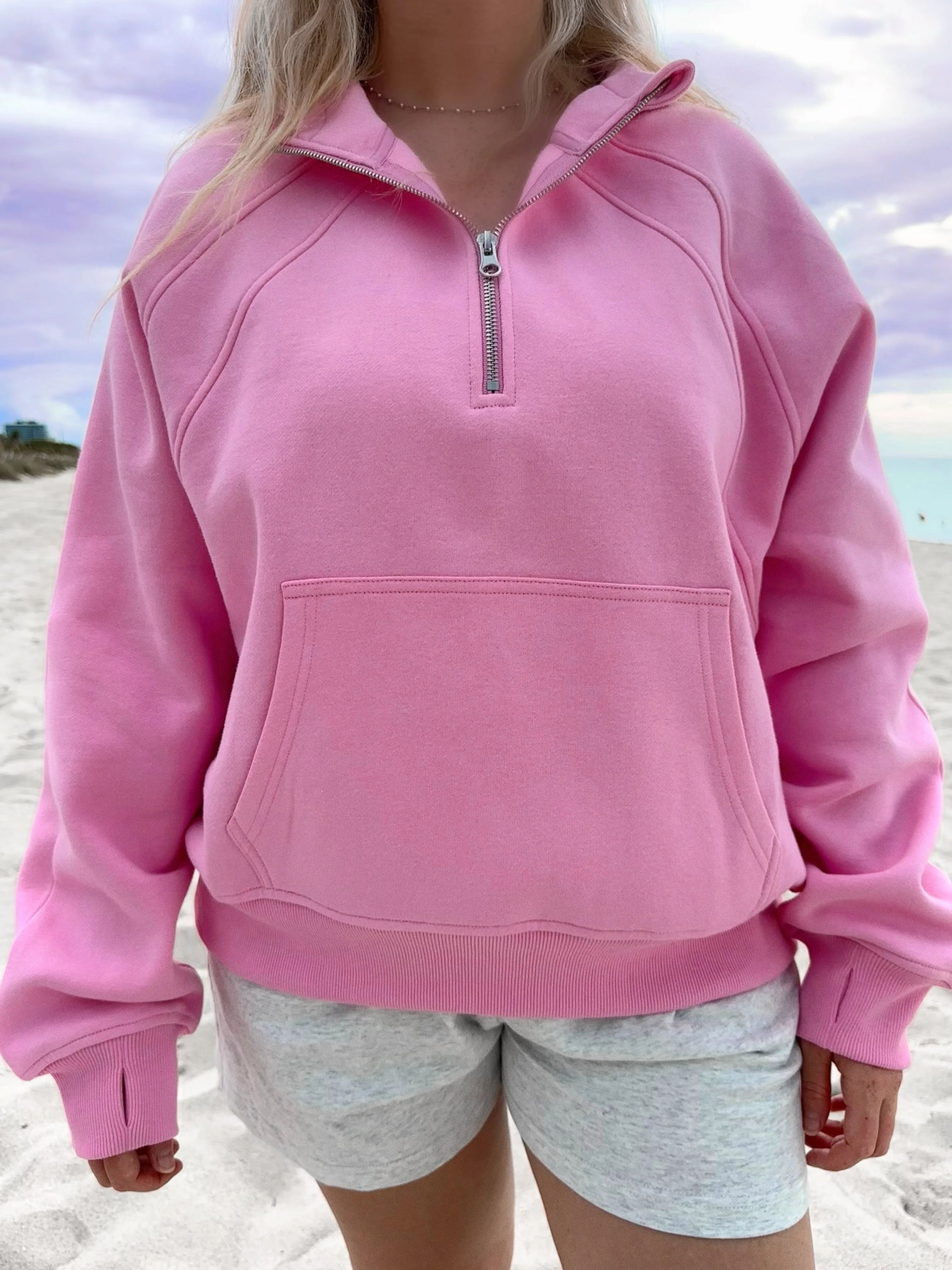 Pilates Detailed Waist Length Quarter Zip Hoodie sold by Sunkissed Coconut product image thumbnail 5