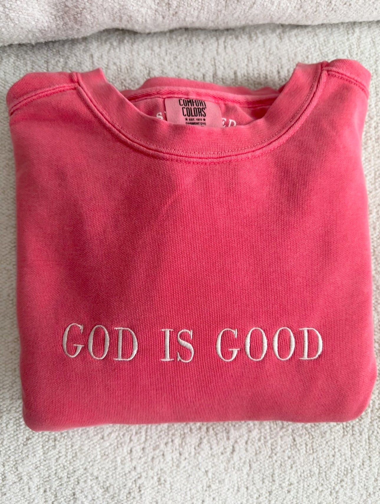 Strawberry Embroider God Is Good Sweatshirt sold by Sunkissed Coconut product image thumbnail 2