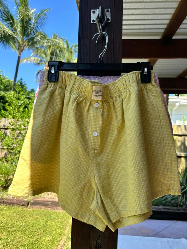 Logo Yellow Gingham Everyday Boxer Shorts sold by Sunkissed Coconut