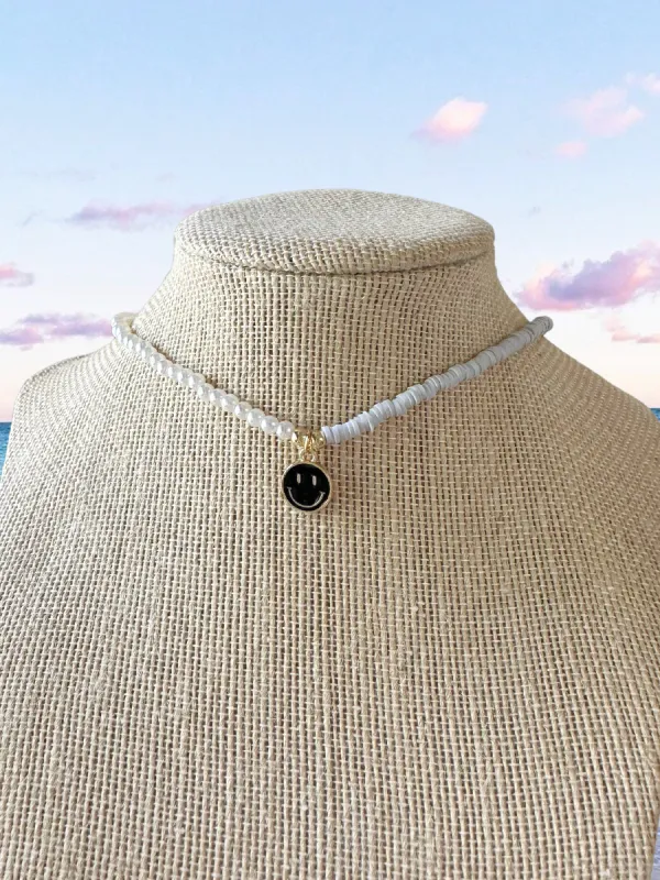 SEASHORE PEARL BEADED SMILEY FACE CHOKER sold by Sunkissed Coconut