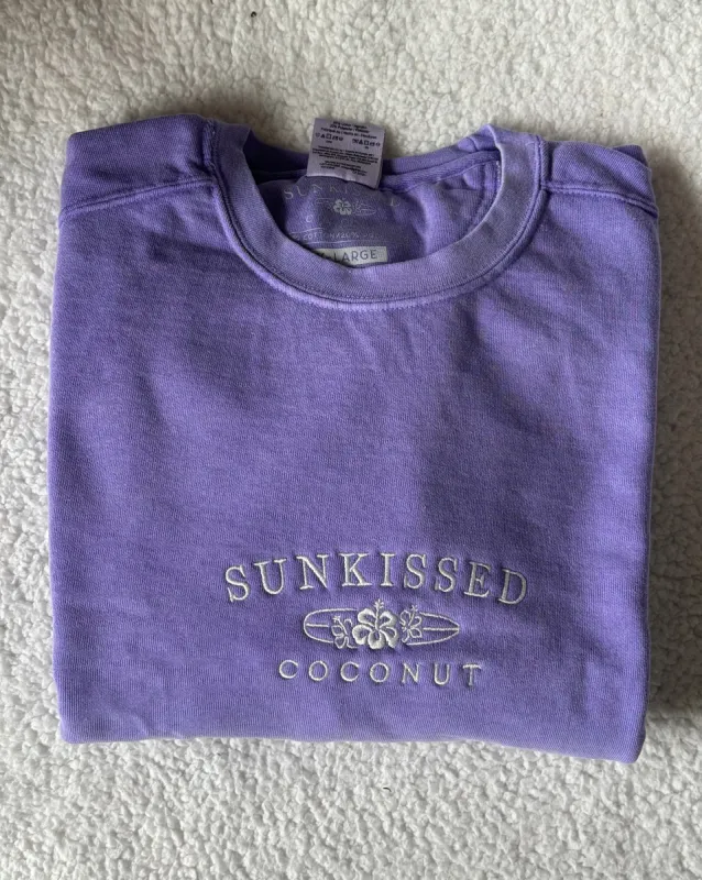 (SIZE XL )Violet Logo Embroider Comfort Colors Sweatshirt sold by Sunkissed Coconut