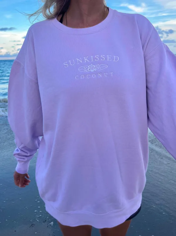 comfort colors Embroider Sunkissedcoconut Sweatshirt sold by Sunkissed Coconut
