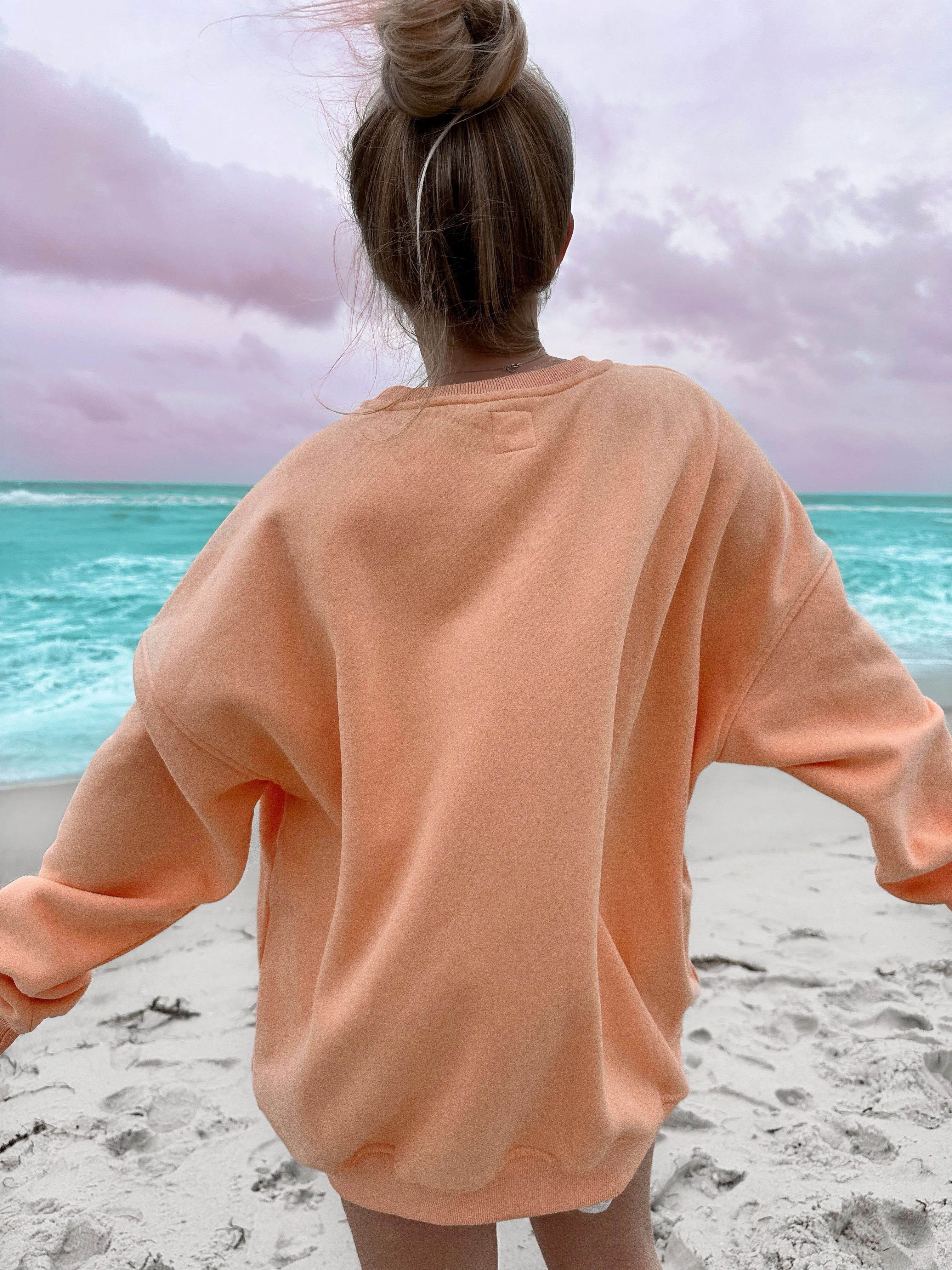 Sherbet Orange Sunkissedcoconut Embroider Sweatshirt sold by Sunkissed Coconut product image thumbnail 4