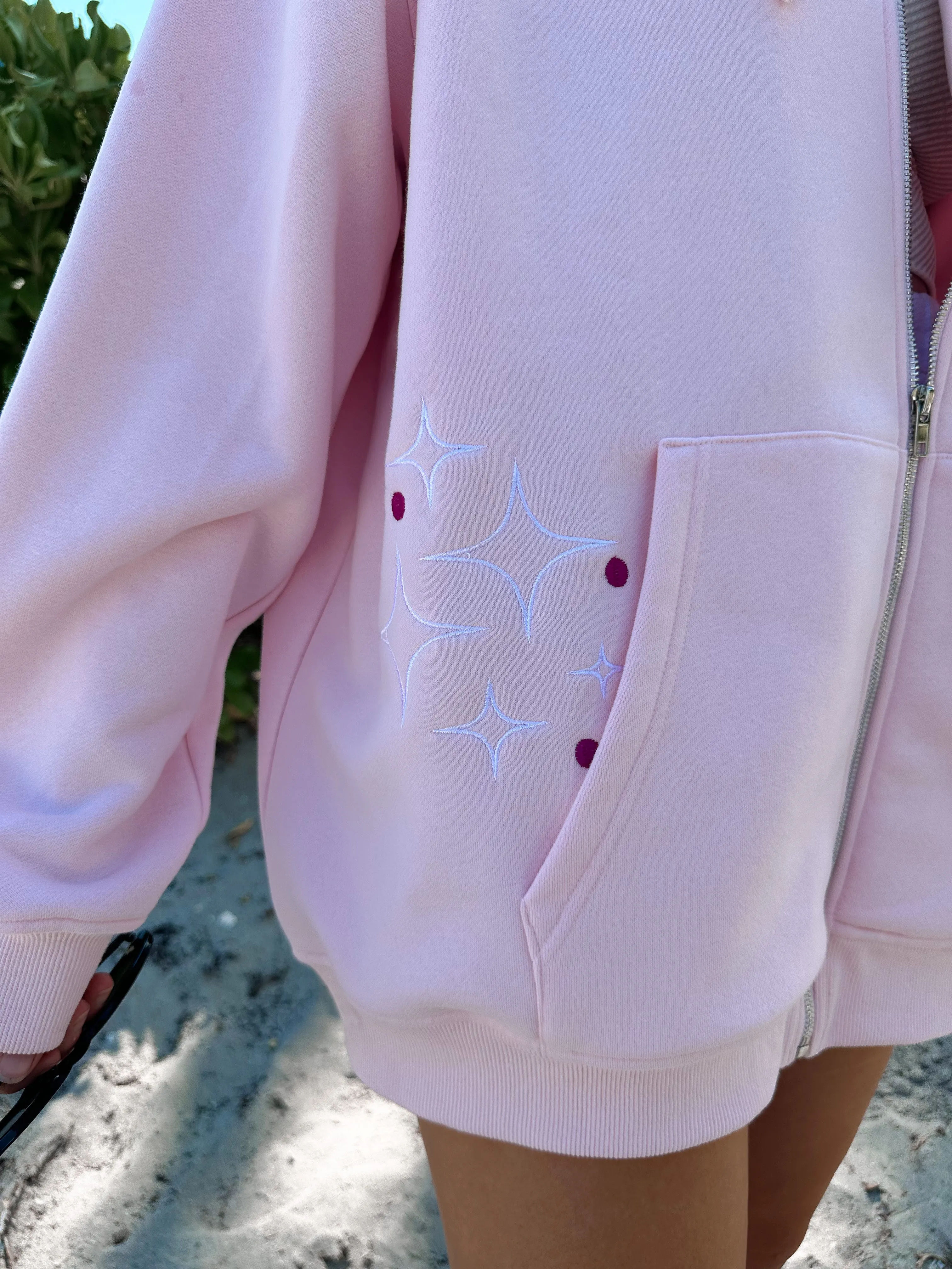 Light Pink Sunset Rays Embroider Hoodie sold by Sunkissed Coconut product image thumbnail 5