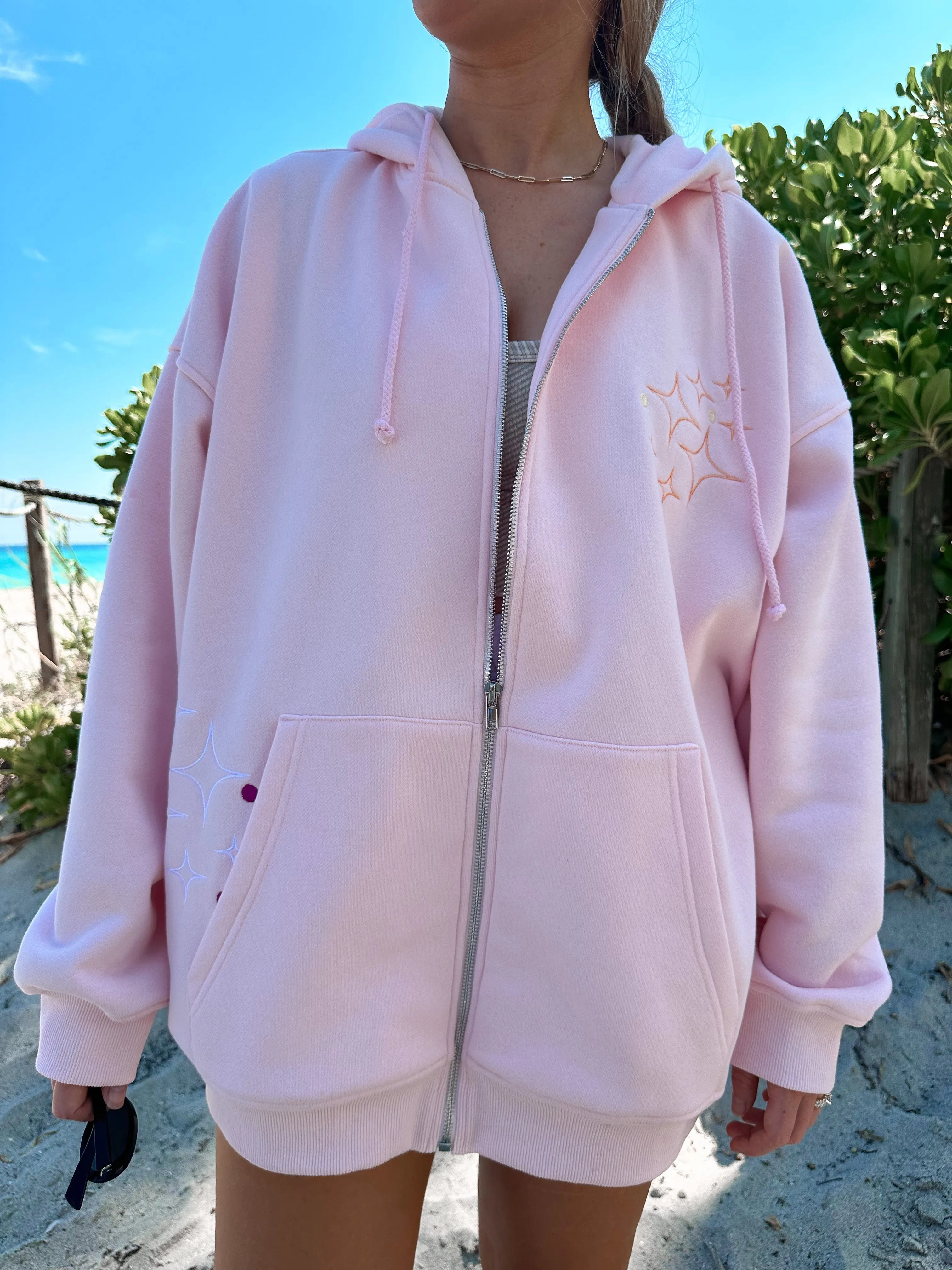 Light Pink Sunset Rays Embroider Hoodie sold by Sunkissed Coconut product image thumbnail 3