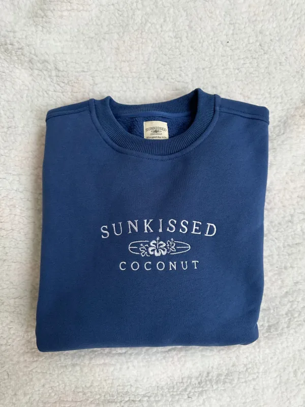 Sailor Blue Sunkissedcoconut Embroider Sweatshirt sold by Sunkissed Coconut