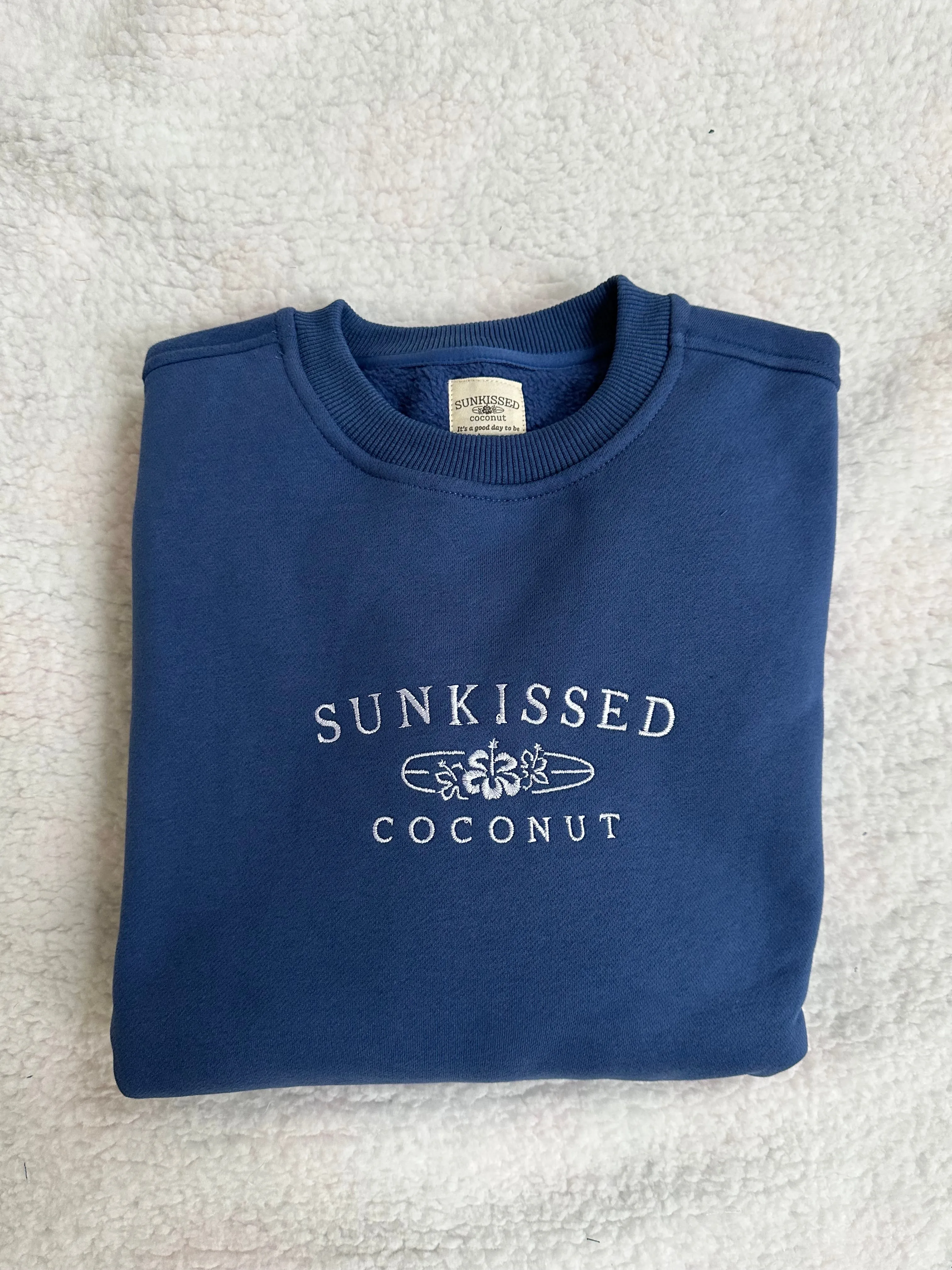 Sailor Blue Sunkissedcoconut Embroider Sweatshirt sold by Sunkissed Coconut