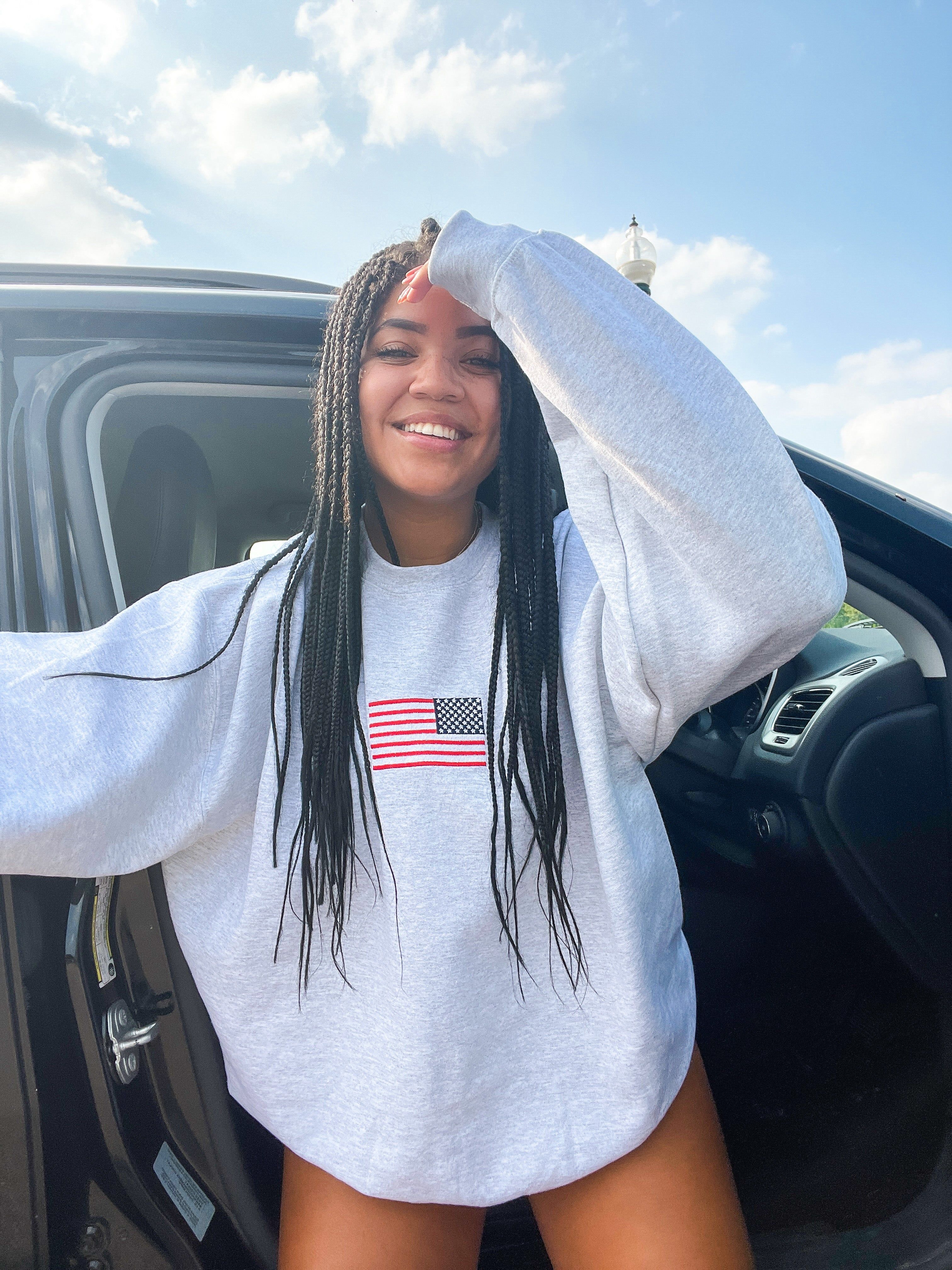 Vintage Embroider American Flag Sweatshirt sold by Sunkissed Coconut product image thumbnail 2