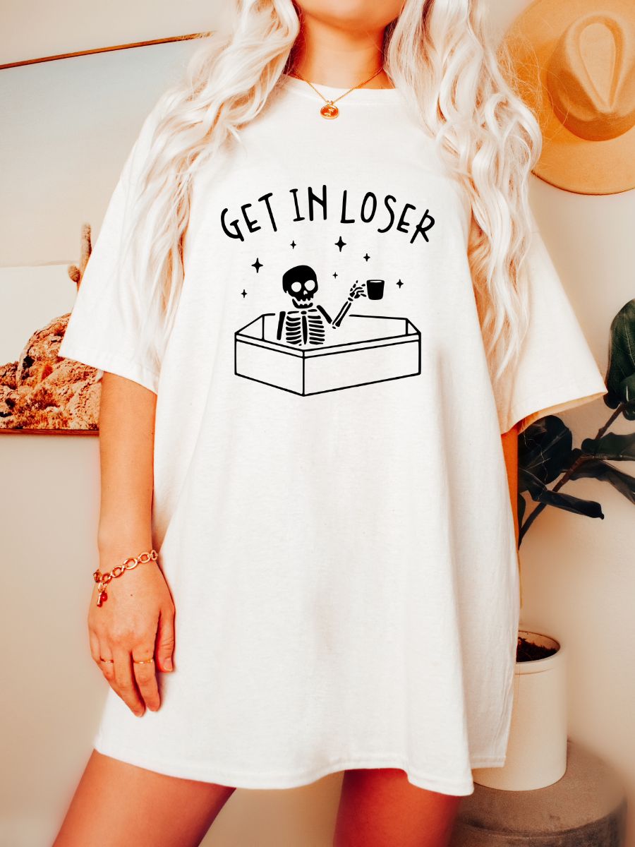 Get In Loser Skeleton Tshirt sold by Sunkissed Coconut