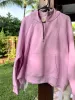 Pink Lavender  Pilates Detailed Waist Length Quarter Zip Hoodie sold by Sunkissed Coconut