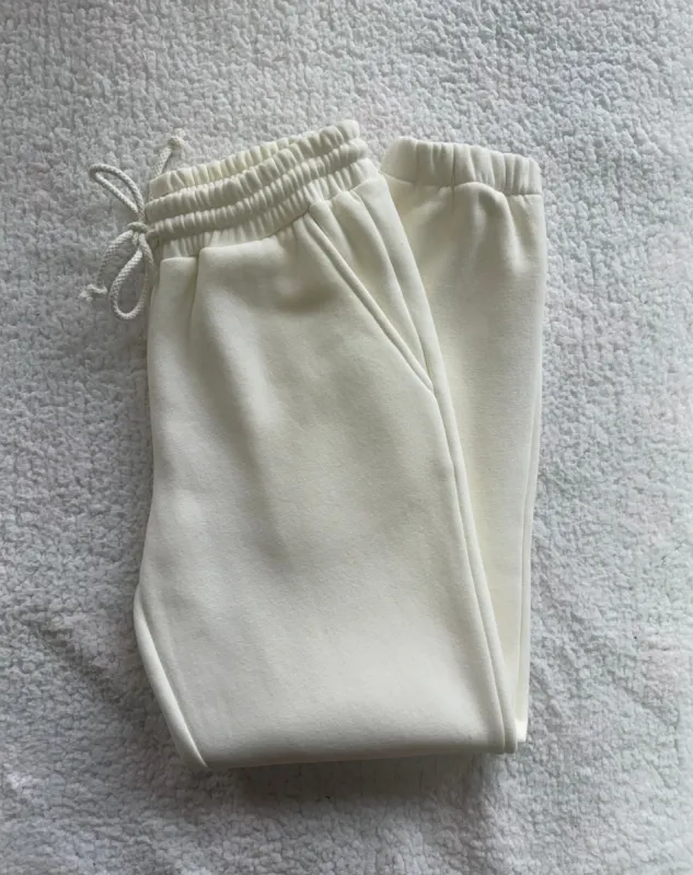 Ivory Basic Blank Jogger Sweatpants sold by Sunkissed Coconut