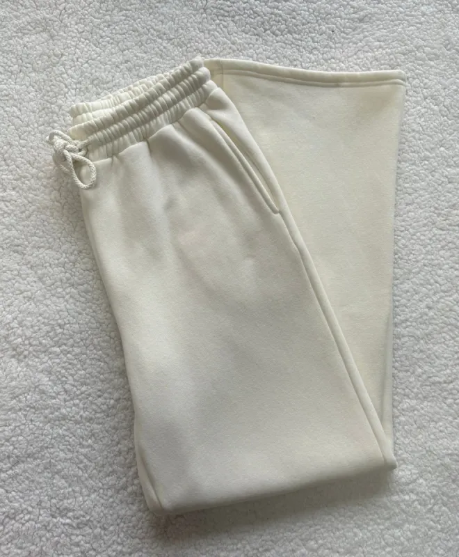 Ivory Basic  Blank Flare Sweatpants sold by Sunkissed Coconut