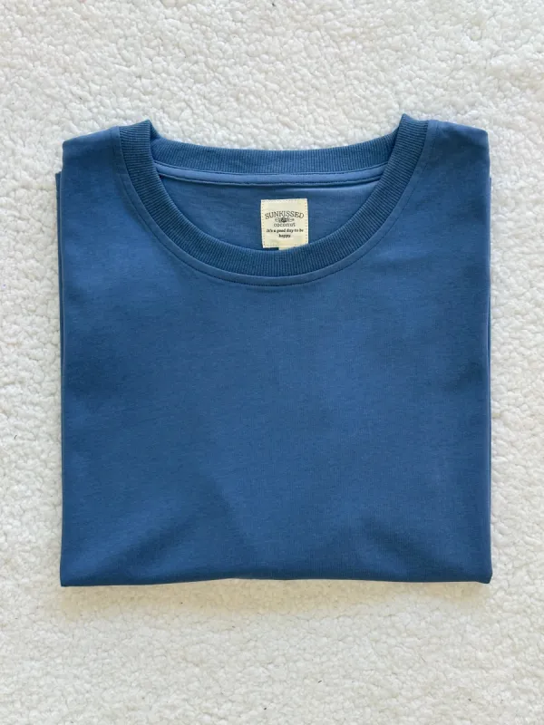 Hamptons Blue Basic Slightly Cropped Blank Tee sold by Sunkissed Coconut