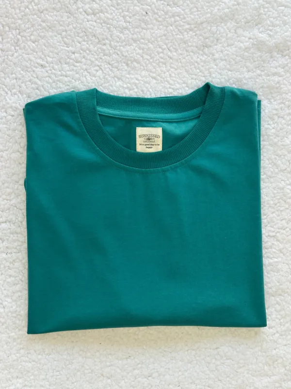 Bubbly Green Basic Slightly Cropped Blank Tee sold by Sunkissed Coconut
