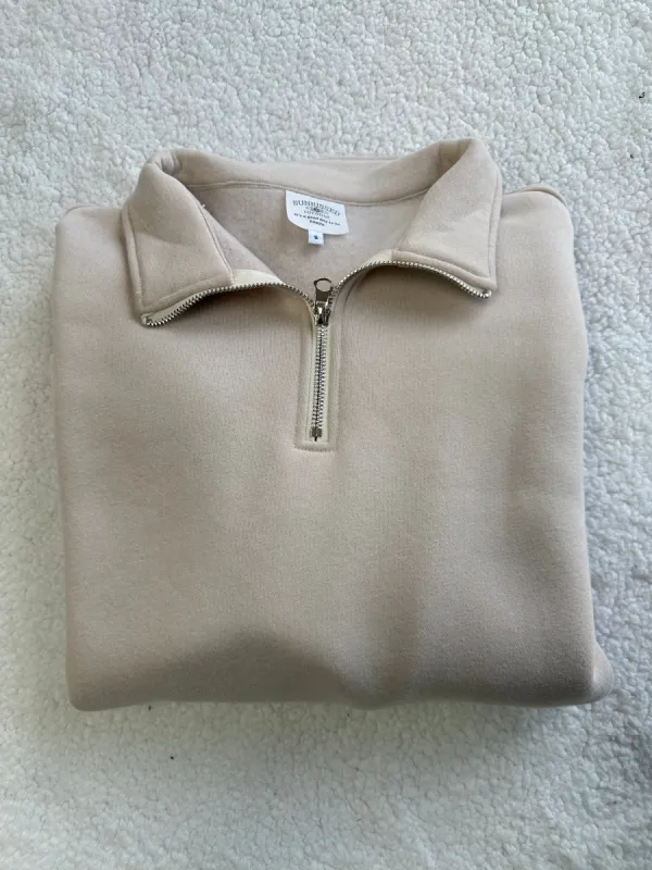 Sandstone Basic Blank Quarter-Zip Sweatshirt sold by Sunkissed Coconut