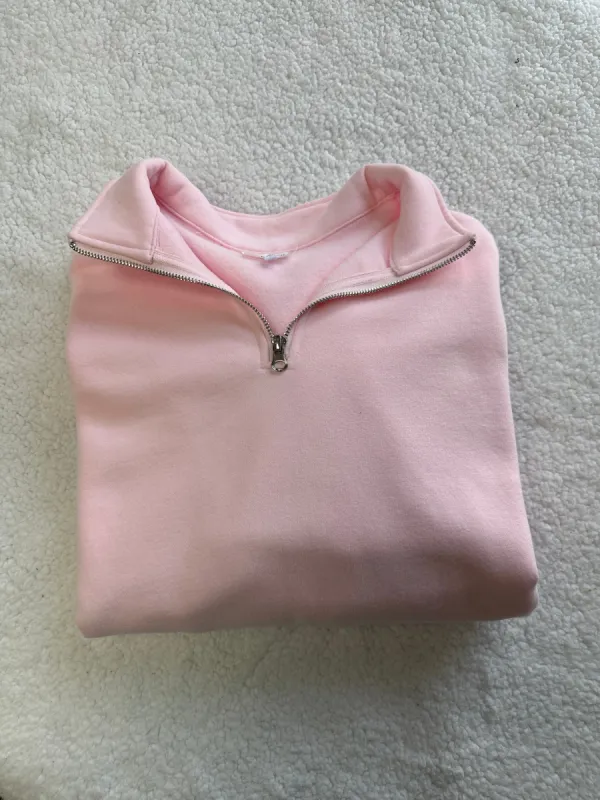 Light Pink Blank Quarter-Zip Sweatshirt sold by Sunkissed Coconut