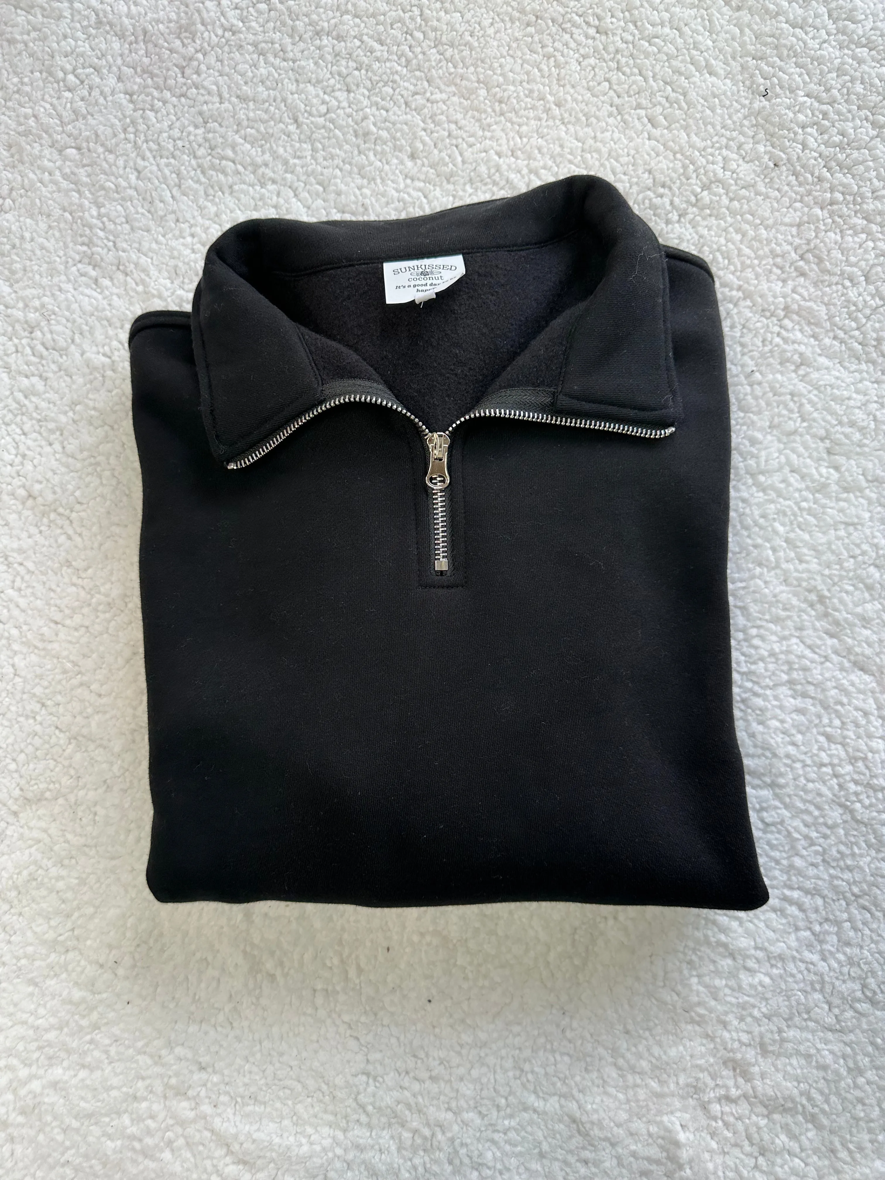 Black Basic Blank Quarter-Zip Sweatshirt sold by Sunkissed Coconut