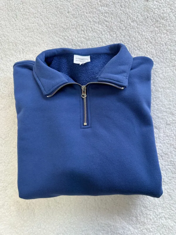 Sailor Blue Basic Blank Quarter-Zip Sweatshirt sold by Sunkissed Coconut