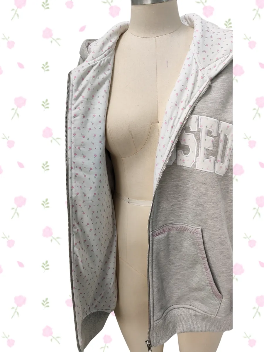 Afternoon Grey Roses Sunkissedcoconut Full Zip Hoodie sold by Sunkissed Coconut product image thumbnail 4