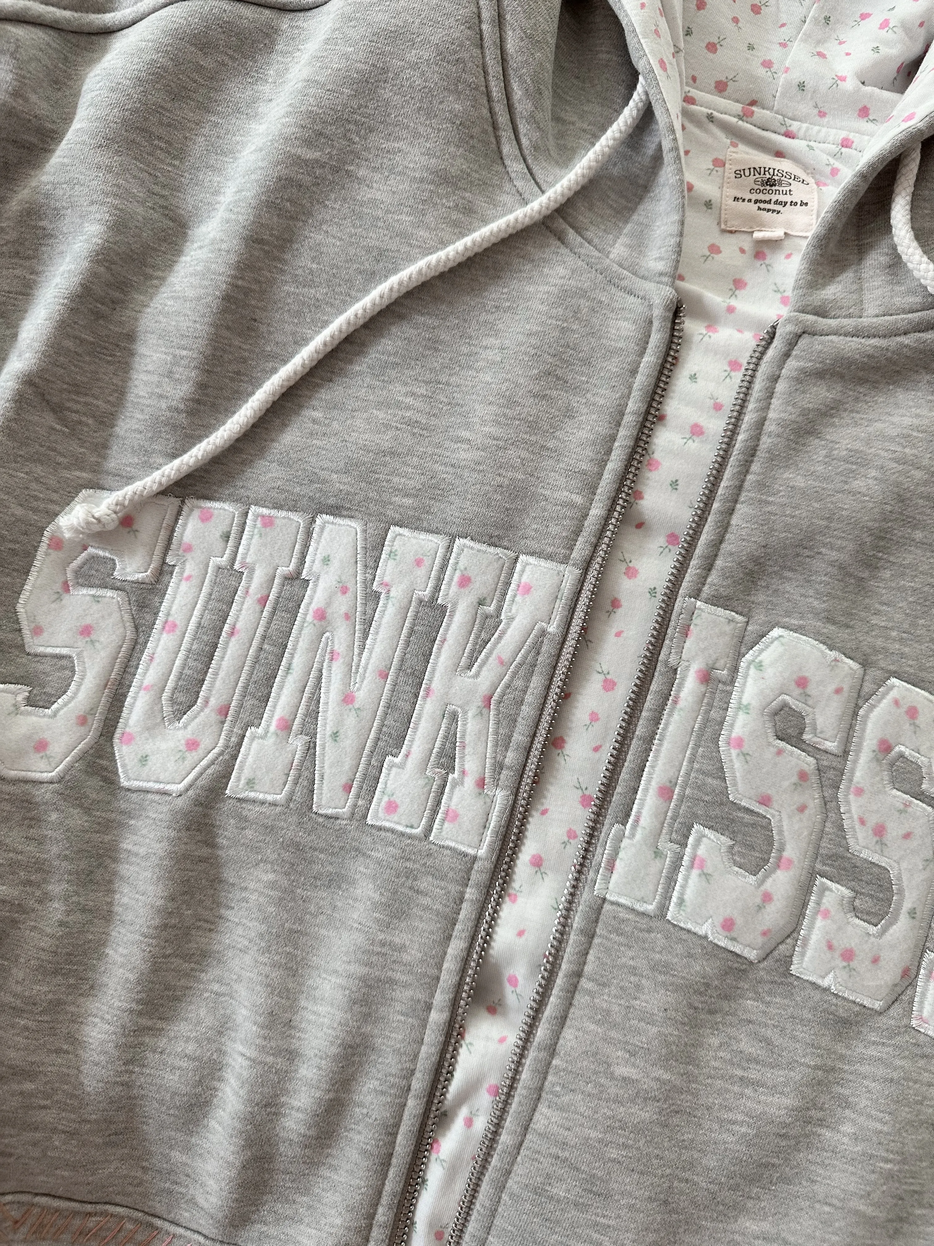 Afternoon Grey Roses Sunkissedcoconut Full Zip Hoodie sold by Sunkissed Coconut product image thumbnail 3