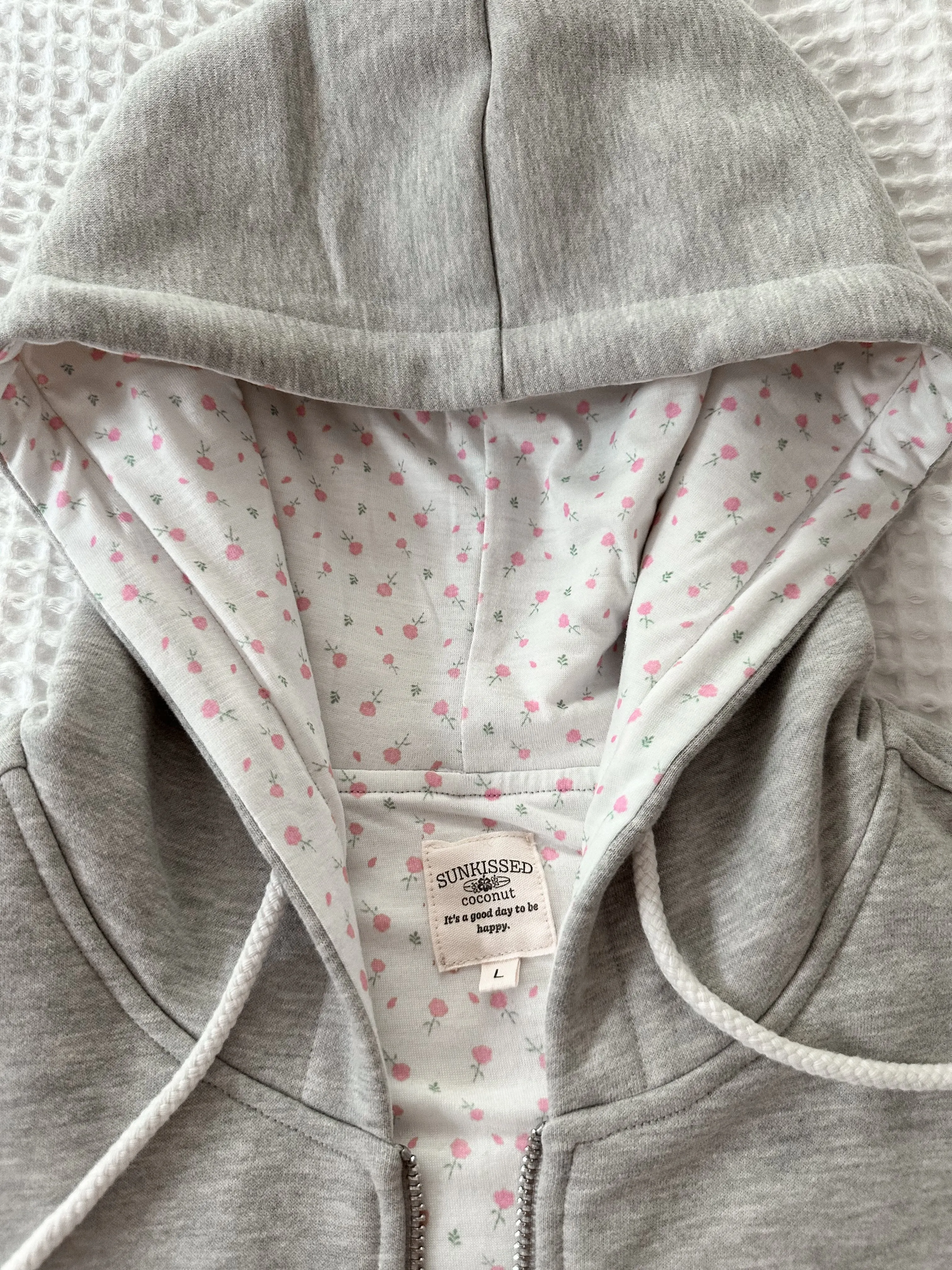 Afternoon Grey Roses Sunkissedcoconut Full Zip Hoodie sold by Sunkissed Coconut product image thumbnail 2