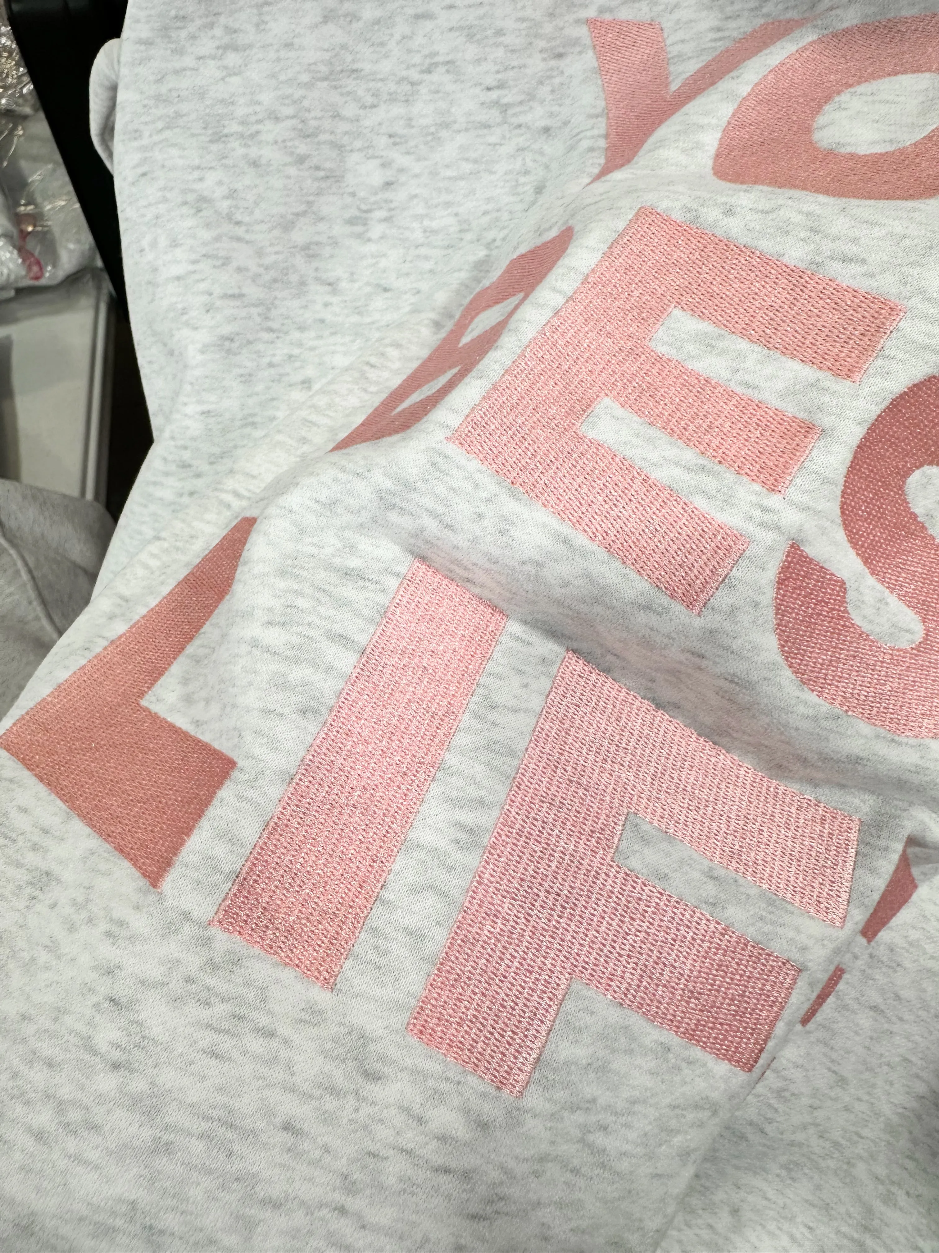 Pearl Grey Live Your Best Life Embroider Hoodie sold by Sunkissed Coconut product image thumbnail 3
