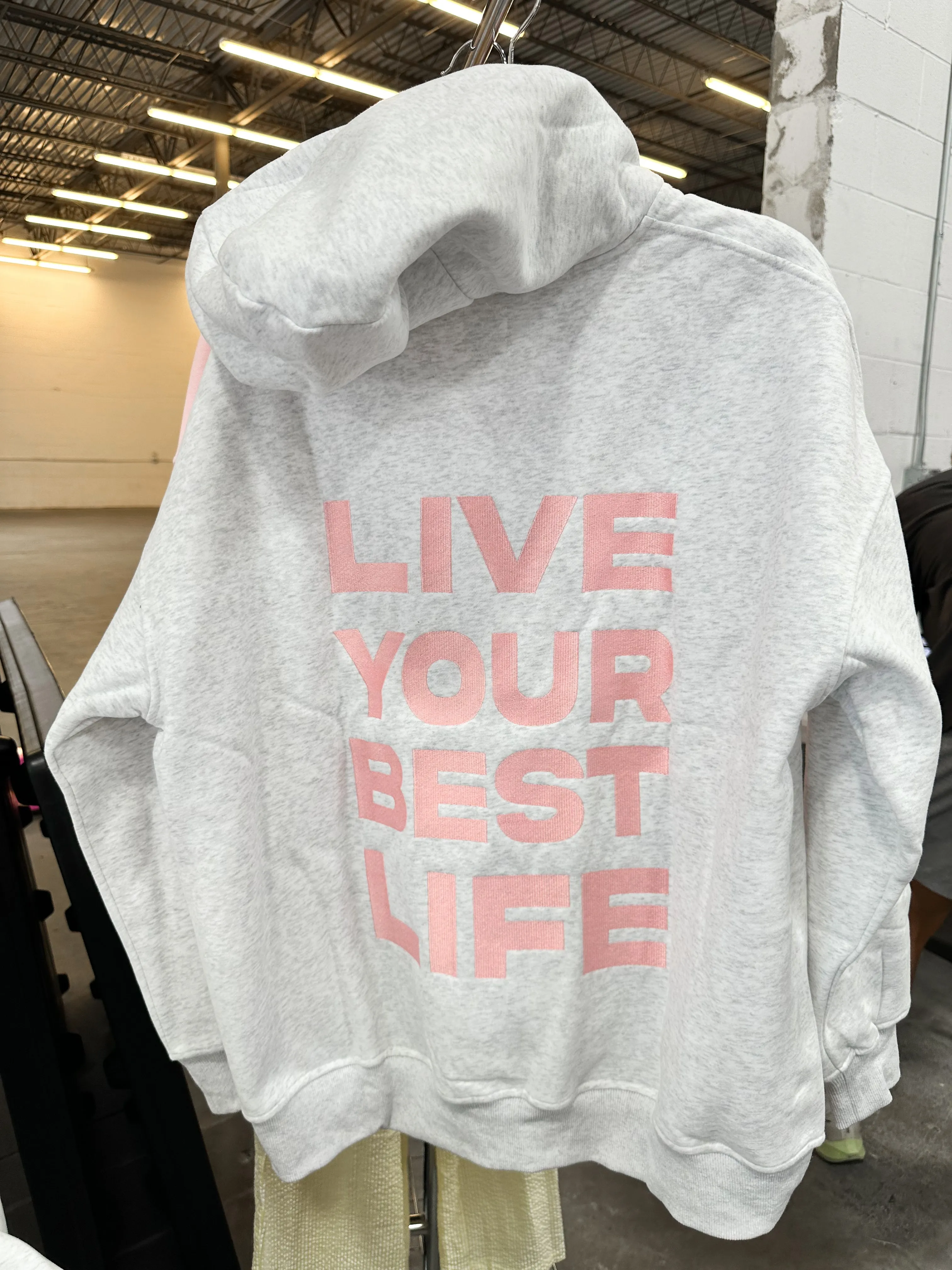Pearl Grey Live Your Best Life Embroider Hoodie sold by Sunkissed Coconut product image thumbnail 2