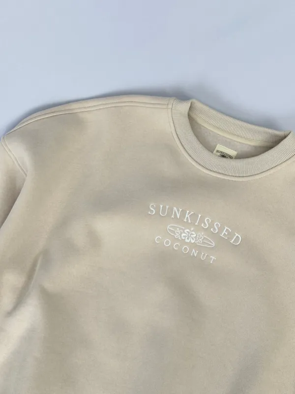 Sandstone Sunkissedcoconut Embroider Sweatshirt sold by Sunkissed Coconut