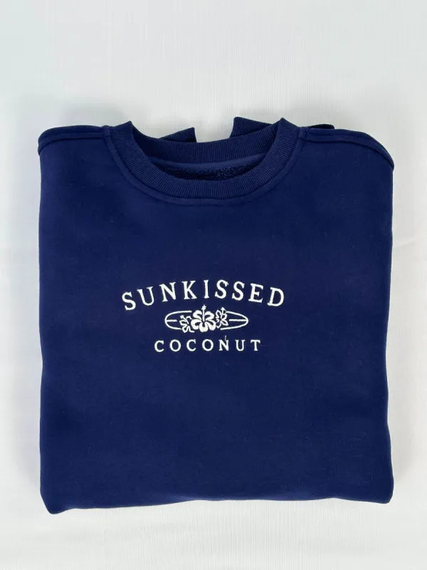 Navy Blue Sunkissedcoconut Logo Embroider Sweatshirt sold by Sunkissed Coconut