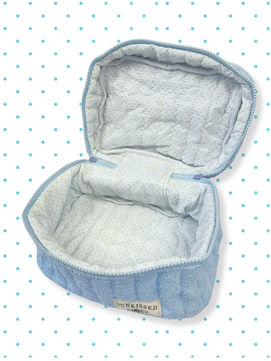 Blue Polka Dot Handmade Makeup Bag sold by Sunkissed Coconut