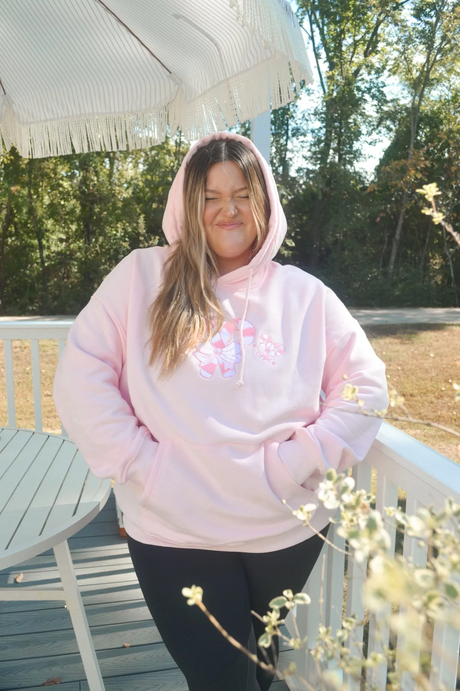 Light Pink Candy Cane Wonderland Hoodie sold by Sunkissed Coconut product image thumbnail 3