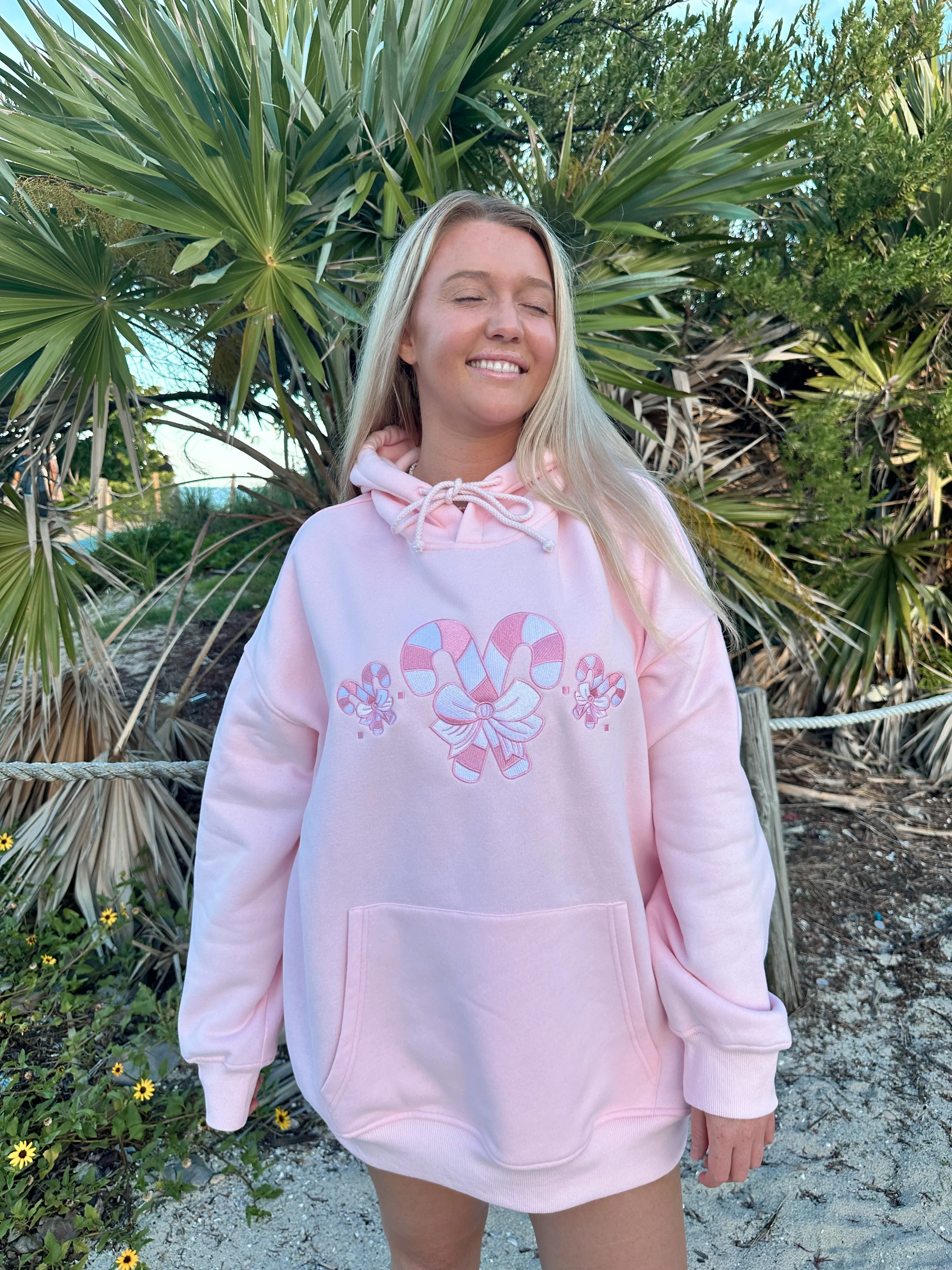 Light Pink Candy Cane Wonderland Hoodie sold by Sunkissed Coconut product image thumbnail 2