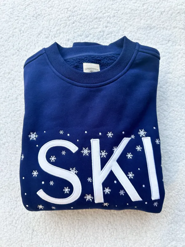 Ski Snowflake Embroider Sweatshirt sold by Sunkissed Coconut
