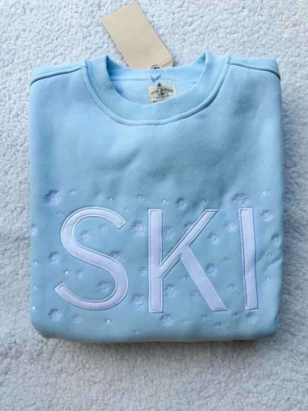Icy Blue Ski Snowflake Sweatshirt sold by Sunkissed Coconut