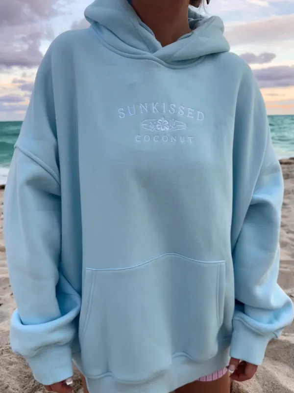 Icy Blue Sunkissedcoconut Logo Embroider Hoodie sold by Sunkissed Coconut