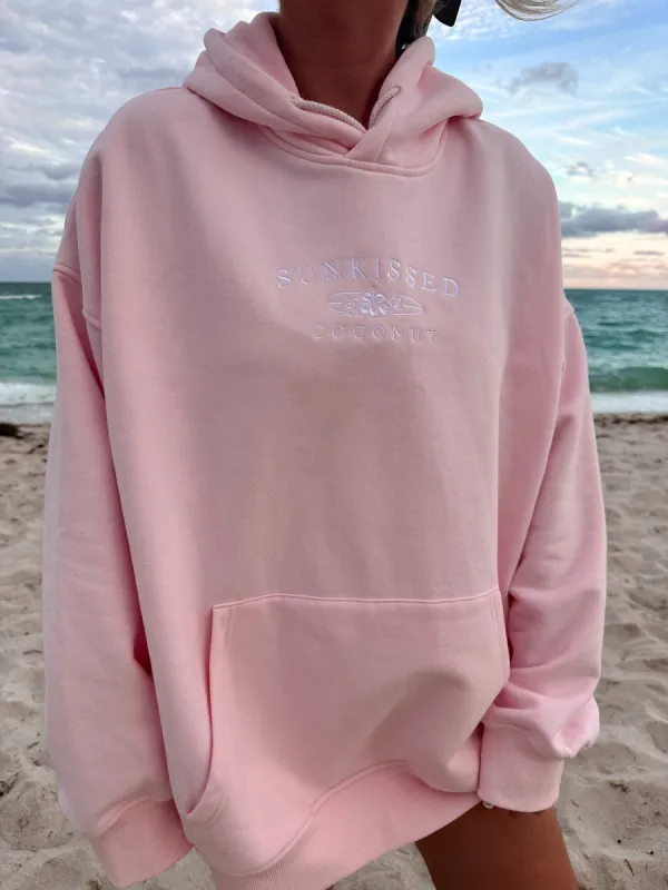 Light Pink Sunkissedcoconut Logo Embroider Hoodie sold by Sunkissed Coconut