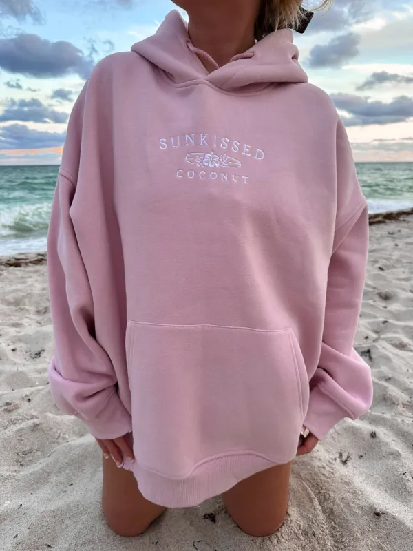 Mauve Mist Sunkissedcoconut Logo Embroider Hoodie sold by Sunkissed Coconut