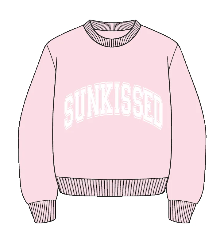 Light Pink Varsity Embroider Sweatshirt sold by Sunkissed Coconut product image thumbnail 2
