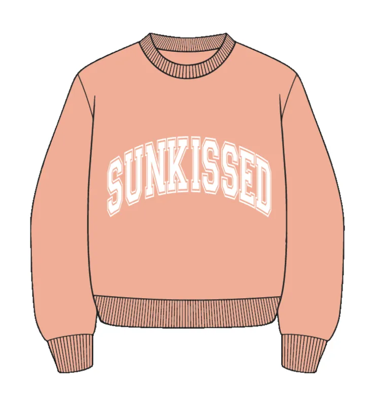 Sherbet Orange Varsity Embroider Sweatshirt sold by Sunkissed Coconut