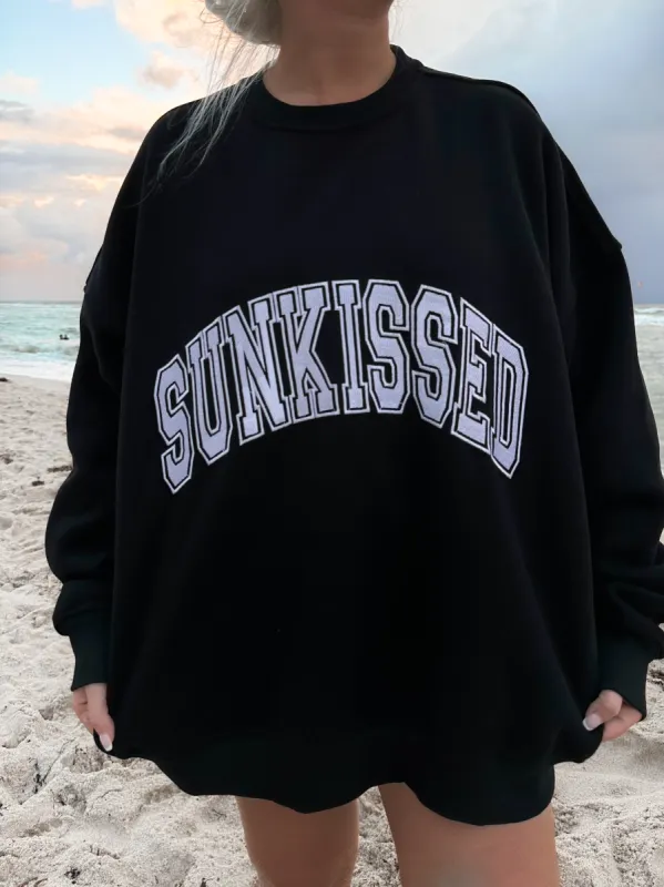 Black Sunkissed Varsity Embroider Sweatshirt sold by Sunkissed Coconut
