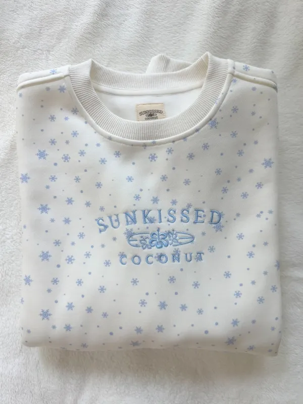Snowflake Sunkissedcoconut Embroider Sweatshirt sold by Sunkissed Coconut