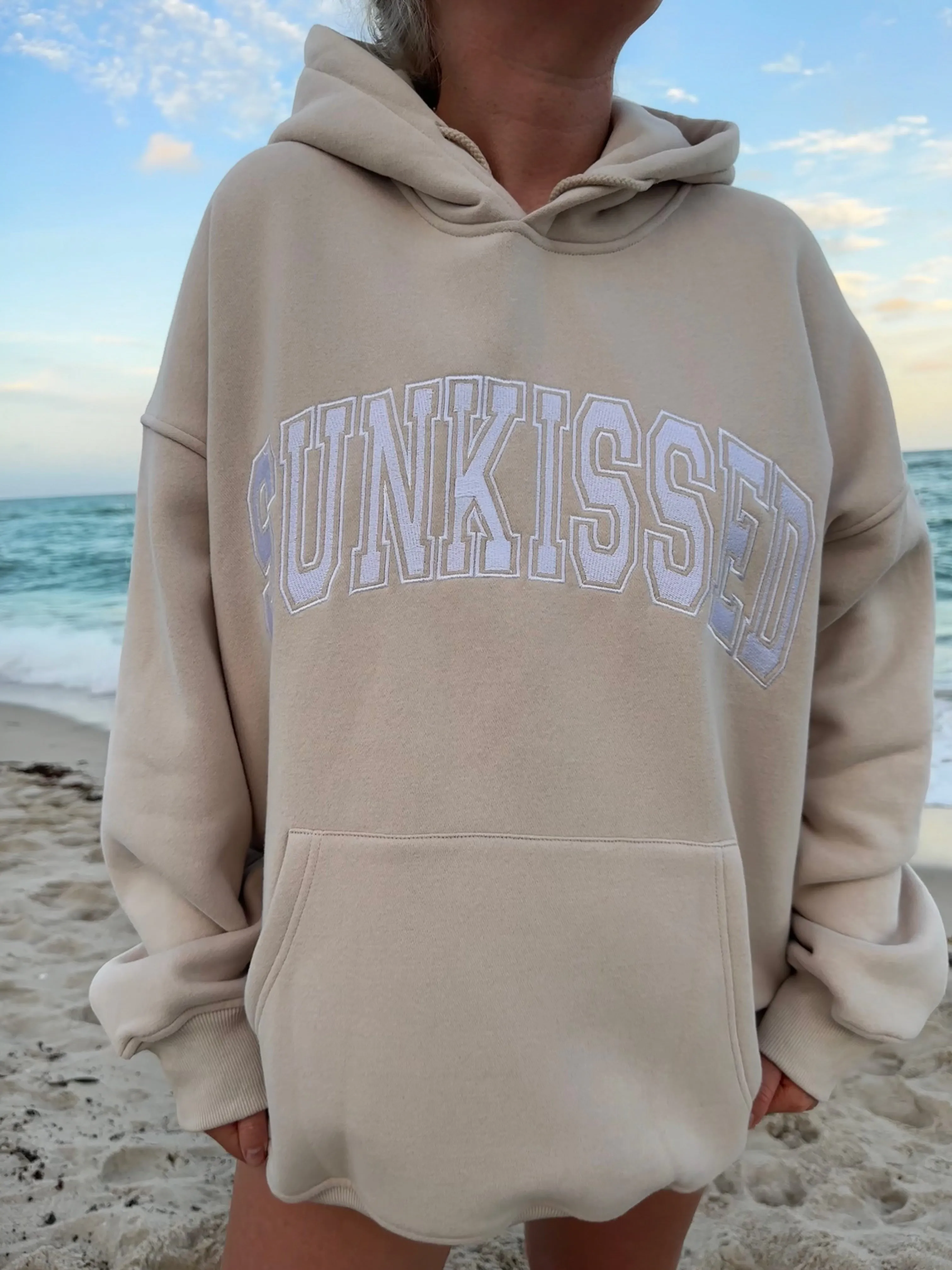 Sandstone Varsity Embroider Hoodie sold by Sunkissed Coconut