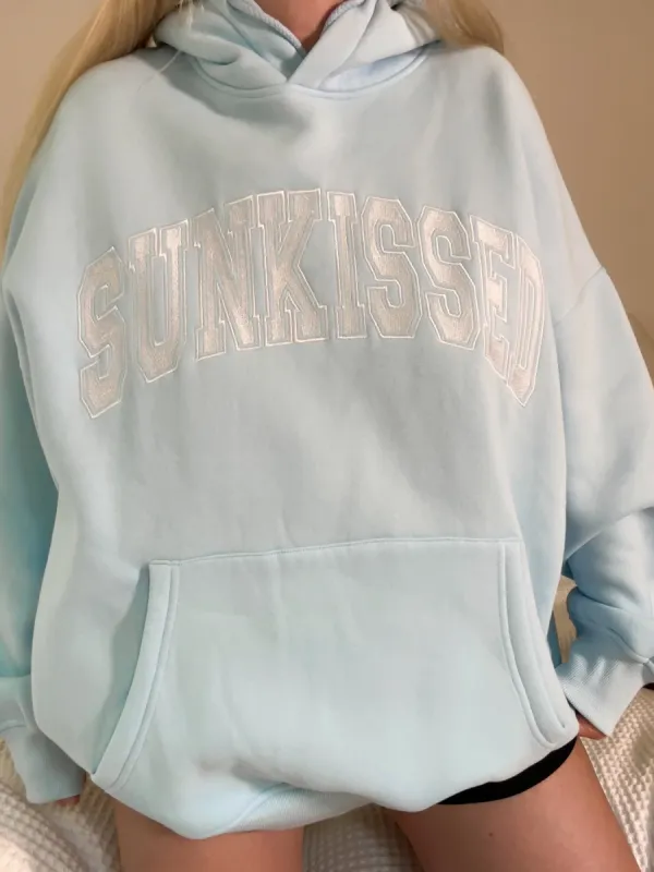 Icy Blue Sunkissed Varsity Embroider Hoodie sold by Sunkissed Coconut