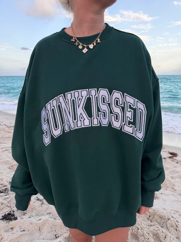 Winter Green Sunkissed Varsity Embroider Sweatshirt sold by Sunkissed Coconut